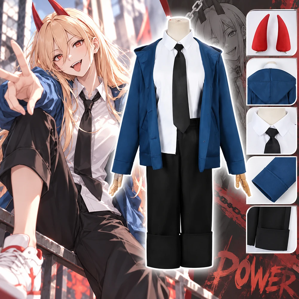 Chainsaw Man Cosplay - Kostum Cosplay Chainsaw Man, Jaket, Kemeja,