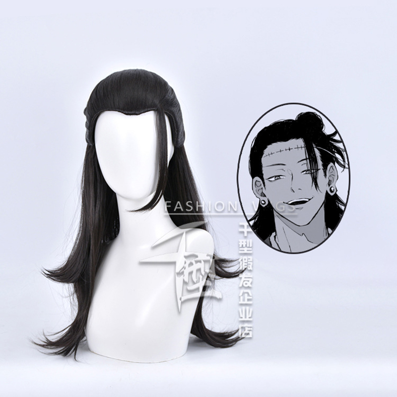Anime Cosplay Long Black Hair - Wig Anime Jujutsu Geto Kenjaku Wig