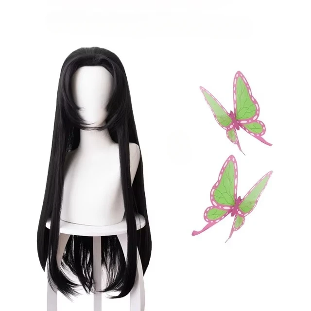 Anime Cosplay Long Black Hair - Wig Anime Kochou Kanae Kimetsu no
