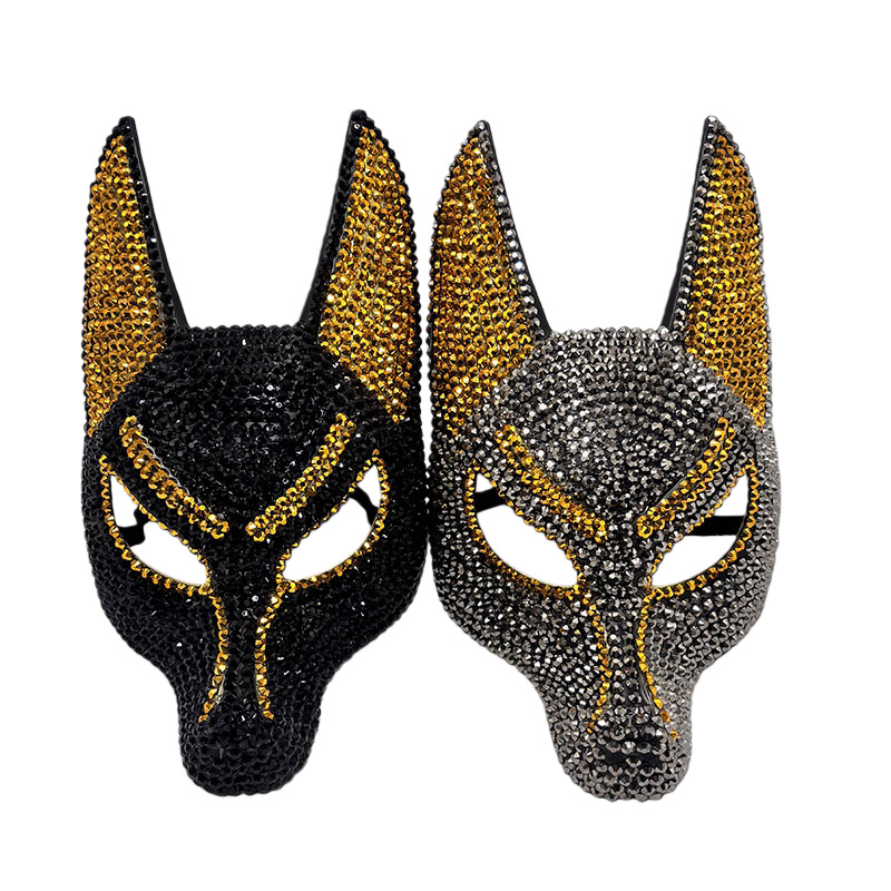 Egypt Cosplay Anime - Topeng Anubis Bertabur Batu Rhinestone, Dewa