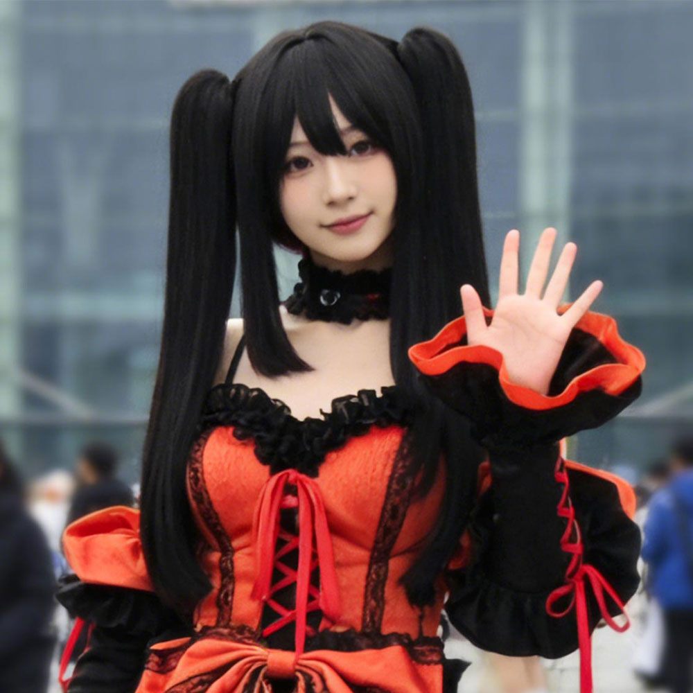 Anime Cosplay Long Black Hair - Wig Cosplay Date A Live Tokisaki