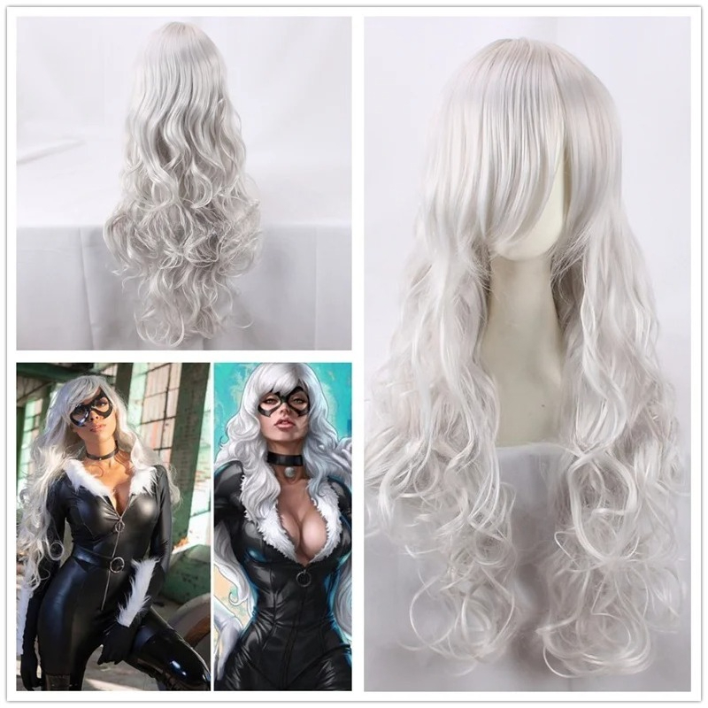 Wig Cosplay Kucing Hitam Baru  - Anime Cosplay Long Black Hair ulasan dan harga