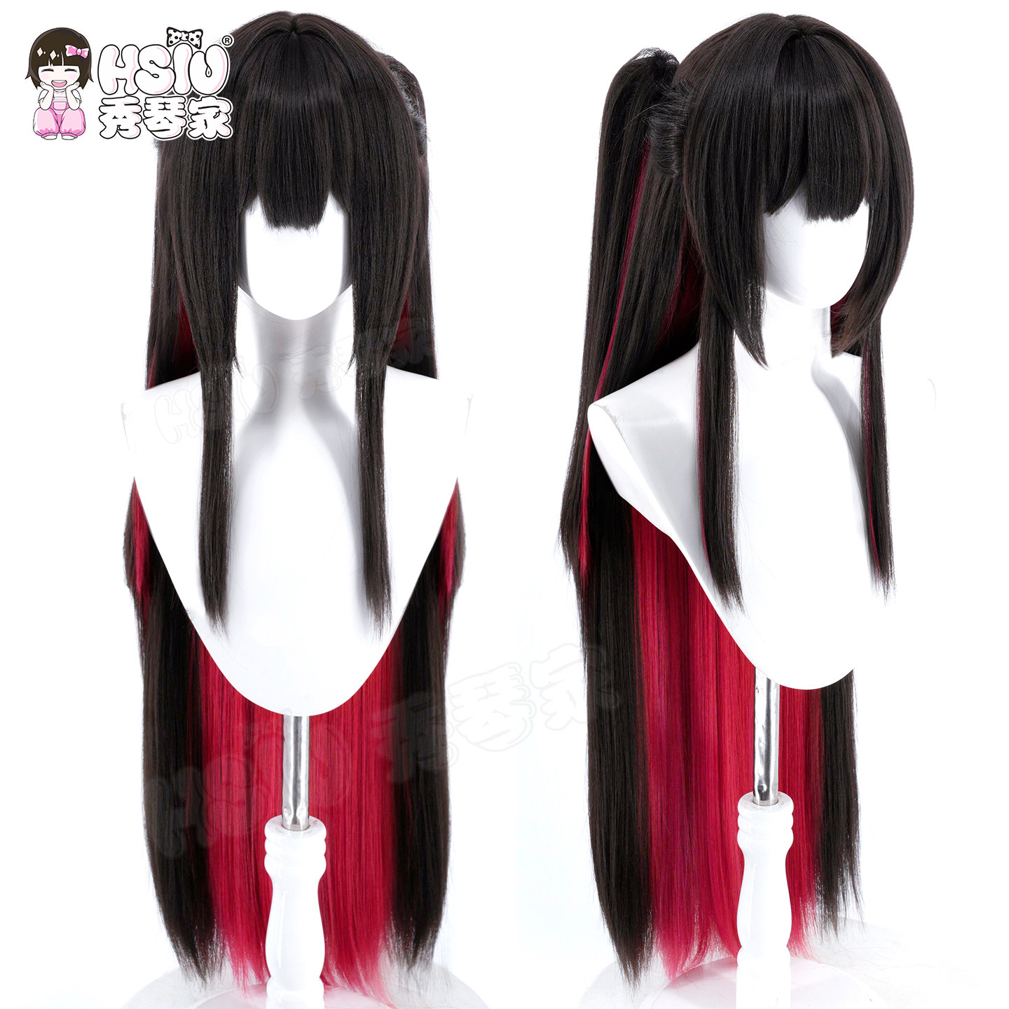 Wig Cosplay HSIU Game Azur Lan - Anime Cosplay Long Black Hair ulasan dan harga