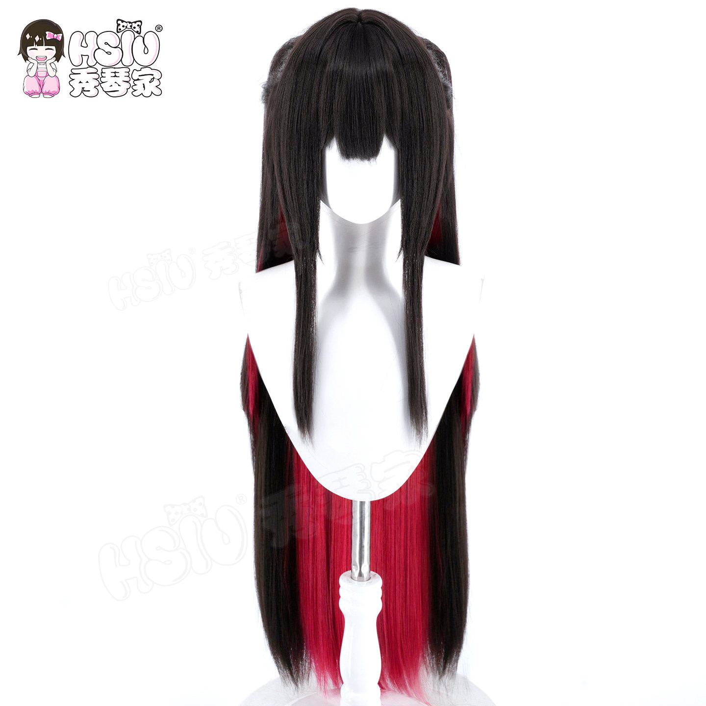 Wig Cosplay HSIU Game Azur Lan - Anime Cosplay Long Black Hair ulasan dan harga