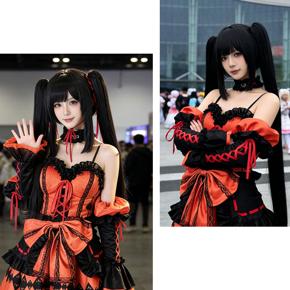 Wig Cosplay Date A Live Tokisa - Anime Cosplay Long Black Hair ulasan dan harga