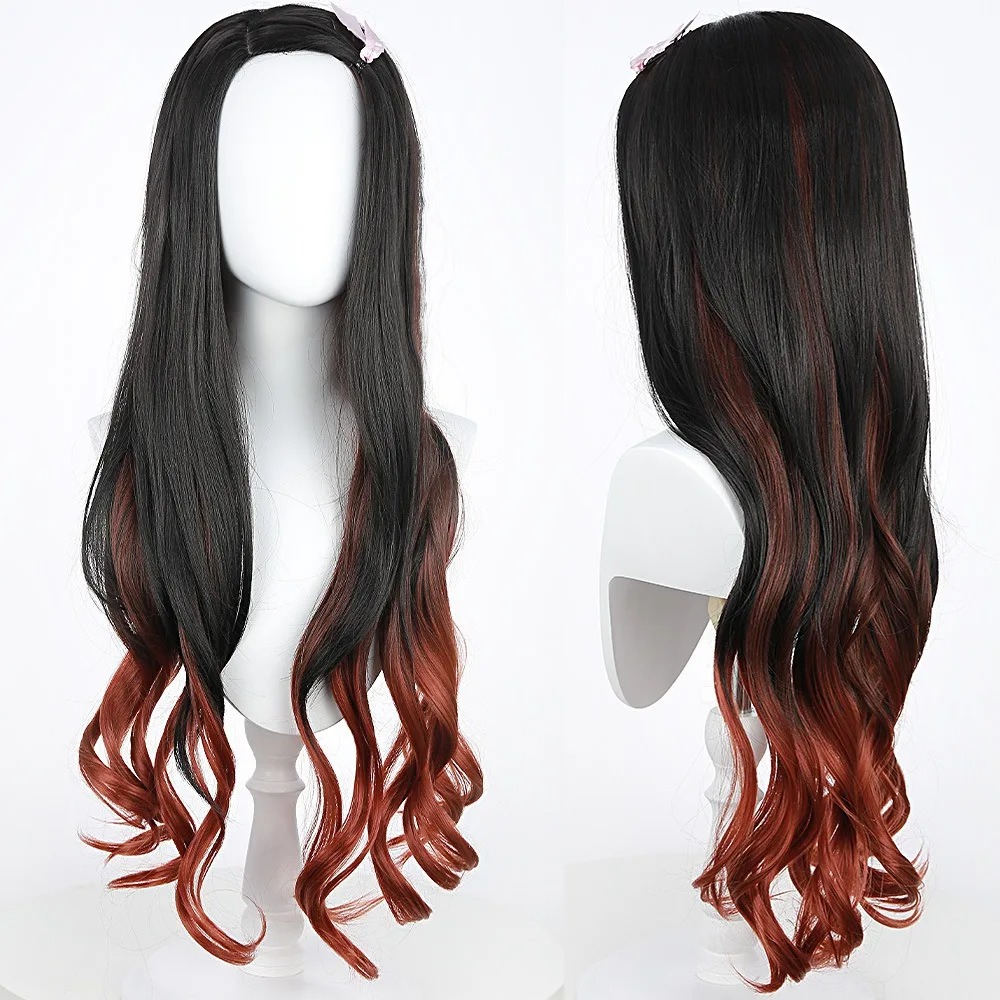 Wig Cosplay Anime Nezuko Rambu - Anime Cosplay Long Black Hair ulasan dan harga