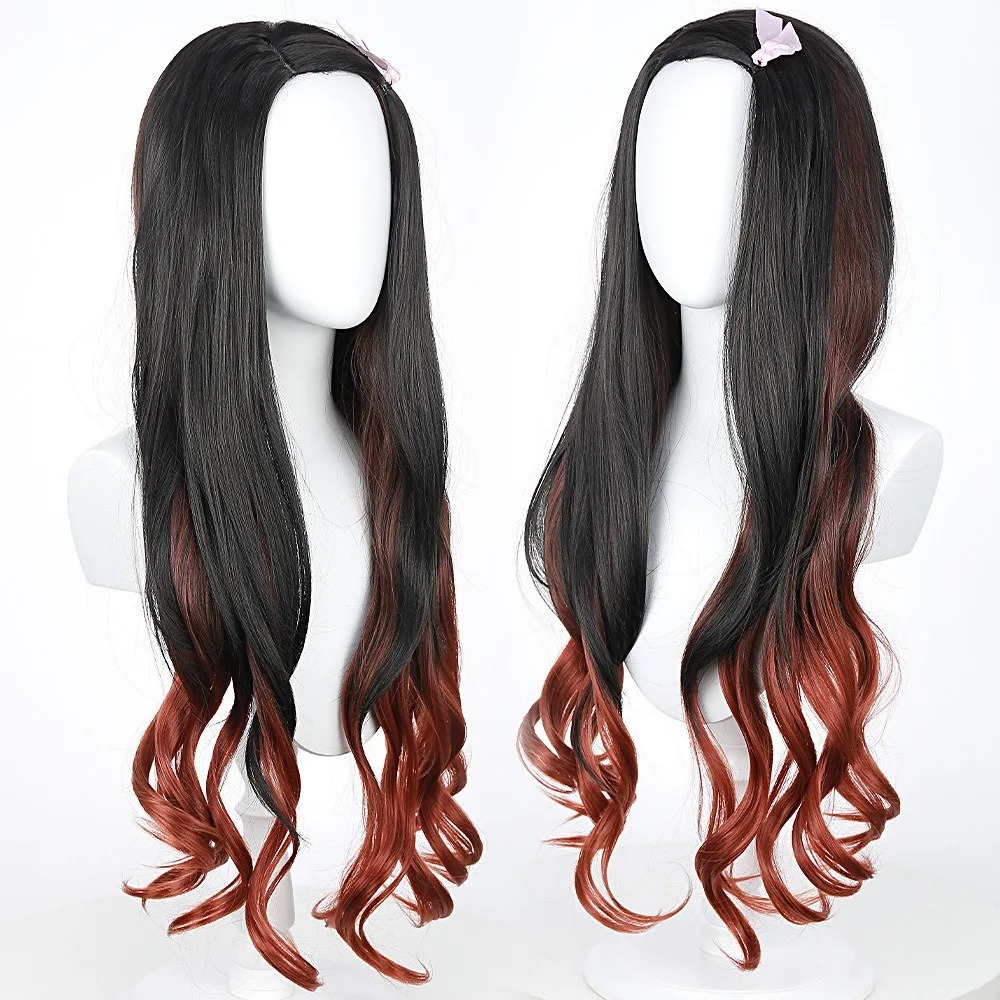 Wig Cosplay Anime Nezuko Rambu - Anime Cosplay Long Black Hair ulasan dan harga
